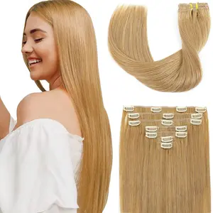 【Clearance Sale】Clip in  Extensions Real Human  100% Brazilian Remy Human  Straight 7 PCS with 16 Clips (14-22 Inch) luxy full head coverage straight  clip  ins