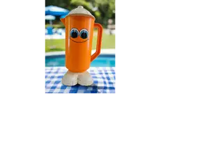 Deka Footsie Tootsie Plastic Pitcher - Orange Happy Face - Vintage