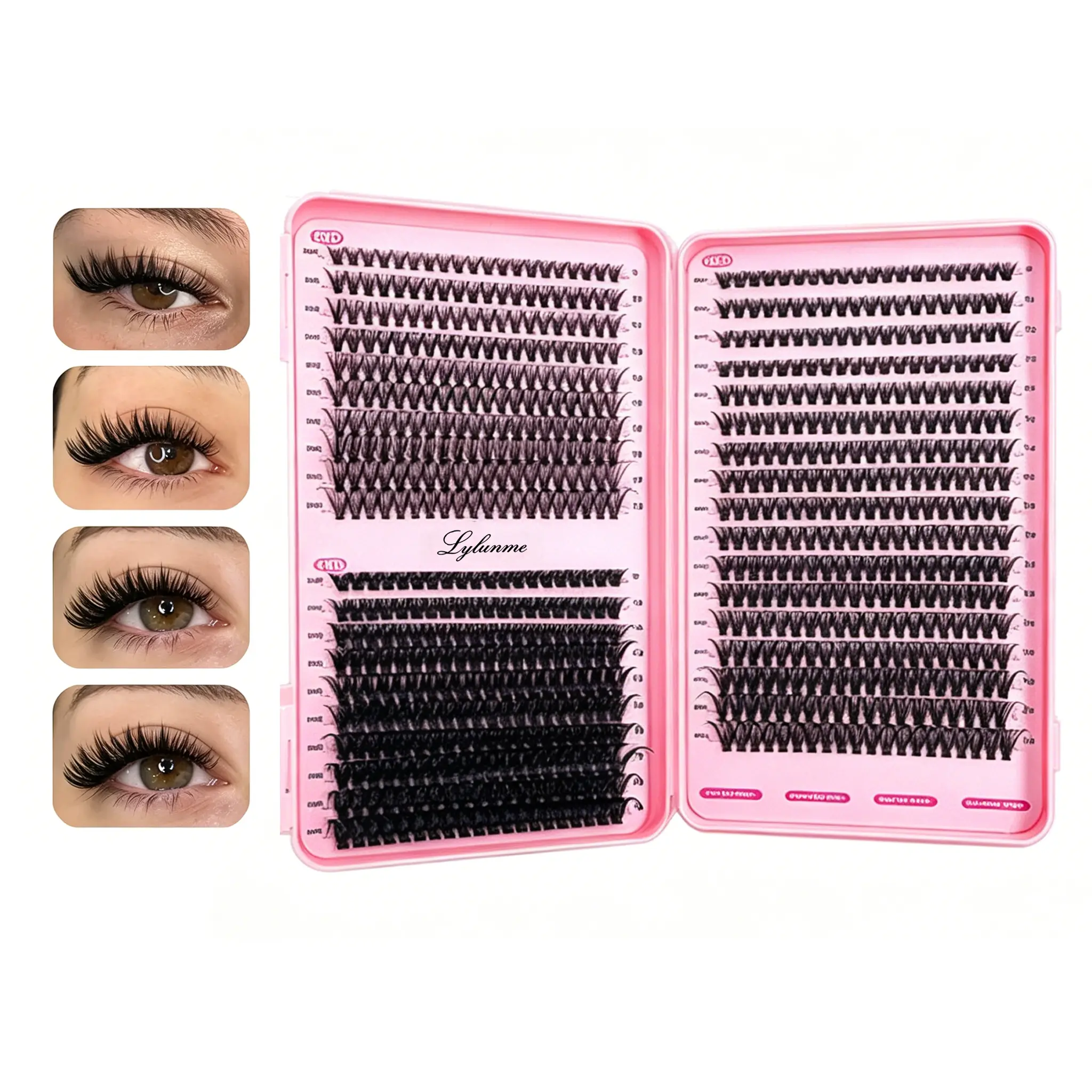 DIY Dense Strands Eyelash Clusters Kit - 740 Strands Reusable Eyelashes Extensions, 30D-40D-50D Mixed Lengths Tray for Youth Party Stage Eye Makeup, Bundle Cosmetic