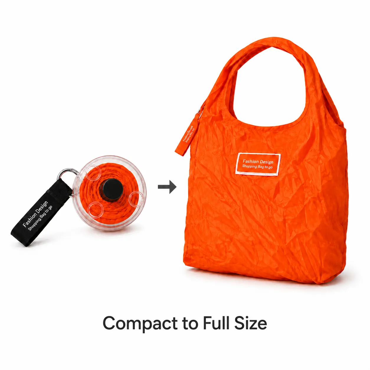 Retractable Foldable Shopping Bag with Round Storage Case | Reusable Pocket-Size Grocery Tote for Errands, Travel, Outdoor Trips & Everyday Carry