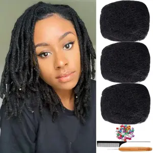 Afro Kinkys Bulk Human Hair for Dreadlock Extensions,Repair Locs, Twists and Braids, 3 Packs 90 Gram100% Human Hair Afro Kinky Bulk Can be Dyed and Bleached (Natural Black, 8inch)