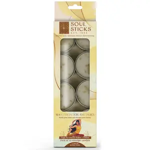 Soul Sticks Manifestation Smudgies - 12-Pack Clean Smoke-Light Candles for Meditation Workspaces & Rituals