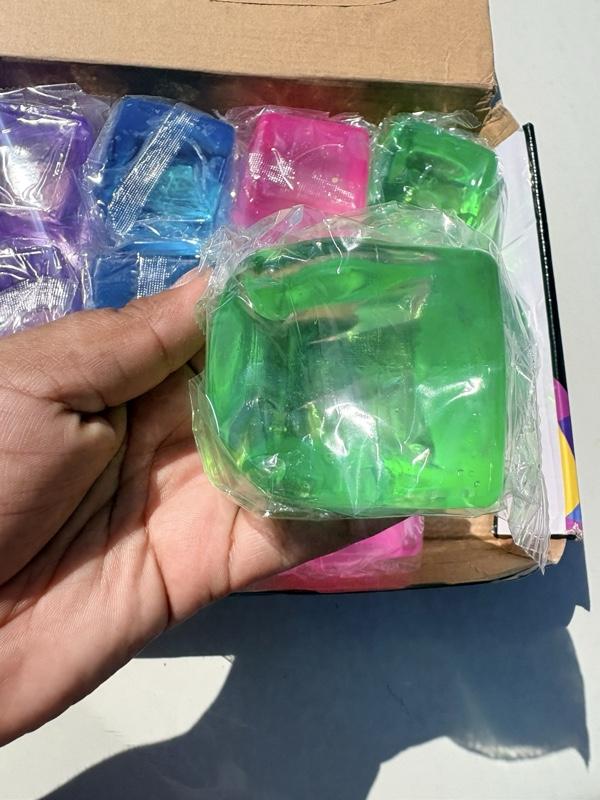 4 Pack Stress Cube, Slow Rising Ice Cube Stress Balls for Adults Kids, Sensory Fidget Toy for Anxiety Relief, Square Shape Squishy Balls for Classroom Prizes, Nice Cube Squishy for Party Favors