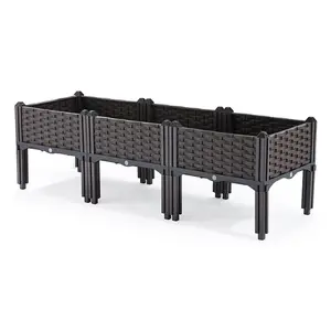 Plastic Raised Garden Bed with Legs Raised Planter Box with Drainage Holes Planting Container Elevated Propagation Box for Gardening Vegetables Fruits Flowers Herbs