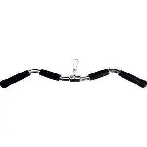 Barbell Multi-Exerciser Cable Attachment For Cable Machines, Lat Pull Down Bar Cable Machine Attachments, Tricep Press Down Bar, Revolving Straight Curl Pulldown Bar with Rotating & Rubber Handle Grips