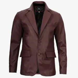 Men’s Chocolate Brown Genuine Leather Blazer – Versatile Smart Casual Leather Sport Coat