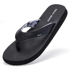 KOLILI Women's Flip Flop Sandals Cushioned Thong Sandals for Beach & Summer Comfortable Slippers Walking Shoes Home Shoes Fashionable Classic Versatile Black
