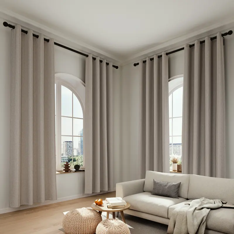 4-piece solid-color thickened double-sided consistent blackout curtains, top perforated for hanging, blackout, heat insulation, noise reduction and privacy protection, suitable for outdoor pavilions, living rooms, bedrooms, cloakrooms and partitions