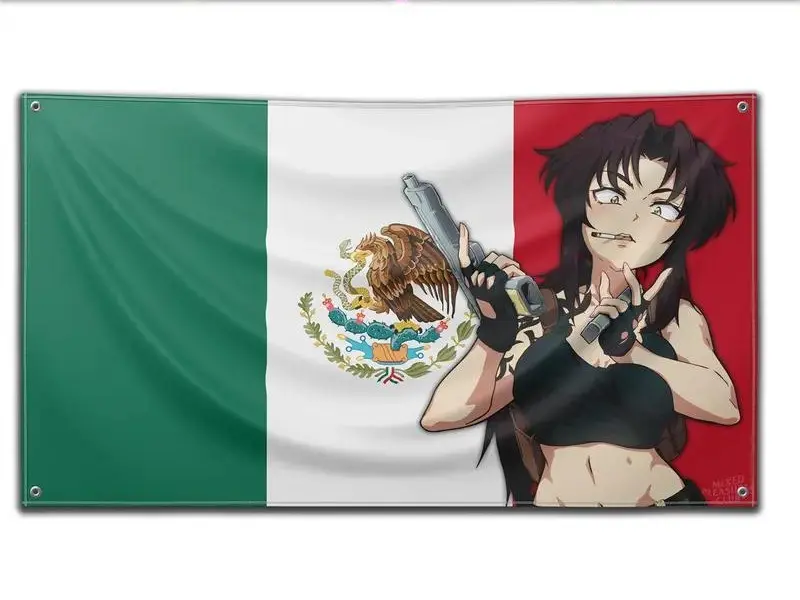 Lagoon Revy Mexico Fabric Anime Wall Flag