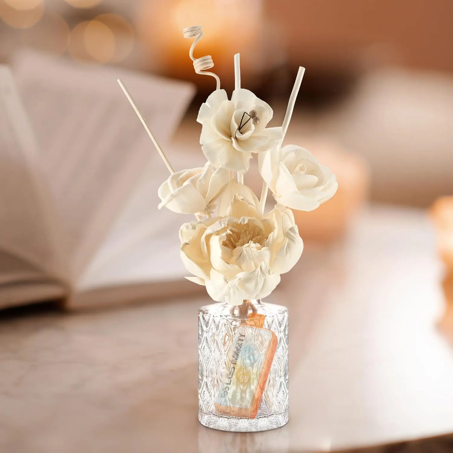 Lost Ma?y Flower Reed Diffuser Set for Bathroom Air Fresheners, Oil Defusers | Fresh Linen/Ocean/Eucalyptus & Mint Scent Home Fragrance Shelf Decor