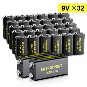 ENERGYPORT 9V Batteries 32 Pack, 6LR61 Alkaline Power 9 Volt Battery with 10-Year Shelf Life Long-Lasting Batteries for Smoke Detector, Electronics Device