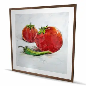 Begin Home Decor C1FM4848ET0OVM 48 x 48 in. Tomatoes with Jalapeno - Framed Matted Print Wall Art - Home Decor