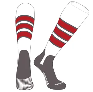 PEAR SOX OTC Baseball Softball Stirrup Socks (C, 5in) White, Graphite, Red, Graphite