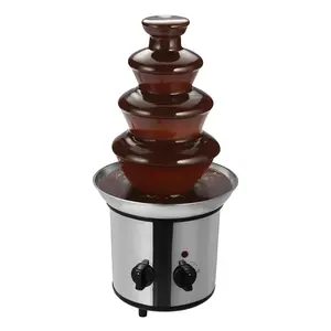 Electric Chocolate Fondue Fountain Machine, 4-Tier Stainless Steel Luxury Cheese Cascading Fondue for Parties - Melts Cheese, Queso, Candy, and Liqueur, 60 Ounce