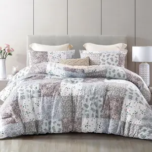 King Comforter Set - Soft Reversible Boho Pattern Microfiber Patchwork 1 Comforter 2 Pillow Shams Bedspread for Bedroom Home Decor Breathable Duvet Set Soft Bedding Sets