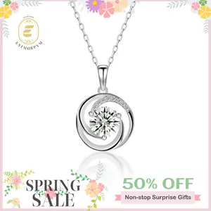 Moissanite 2ct Swirl Pendant Necklace Sparkling Round Cut Design VVS Stone Copper Chain Elegant Jewelry for Wedding Engagement Anniversary Daily Wear Gift