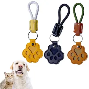 Pet Fur Memory Charm Leather Remembrance Keychain Keepsake for Dog Cat Hair Paw-Shaped Design Memorial Sympathy Gift for Grieving Owners