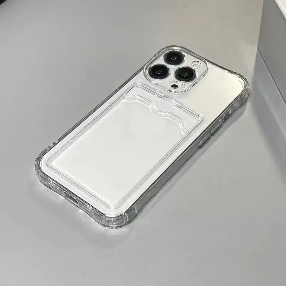 Clear Phone Case with Card Slot, 1 Count Transparent Phone Protective Cover, All-inclusive Phone Cases Compatible With iPhone 11 12 13 14 15 Pro Max Case iPhone 15 14 Plus Cases, Phone Accessory, Casing