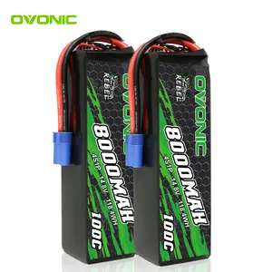 OVONIC 100C 4S 8000mAh 14.8V Lipo Battery with EC5 Connector for arrma 1/5 Scale RC Cars and Trucks Buggy Truggy 2pcs