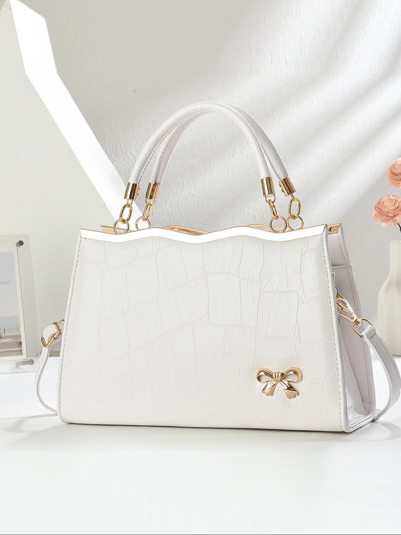 Women's Fashionable Bowknot Decorated Handbag, Casual Large Capacity Shoulder Bag for Daily Used, Trendy All-match Commuter Bag