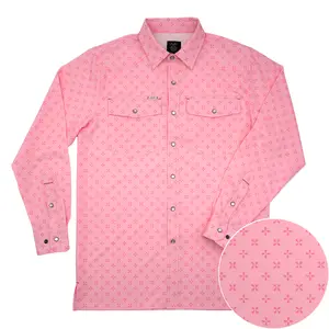 San Jac Men’s Long Sleeve Performance Pearl Snap Shirt - Pink