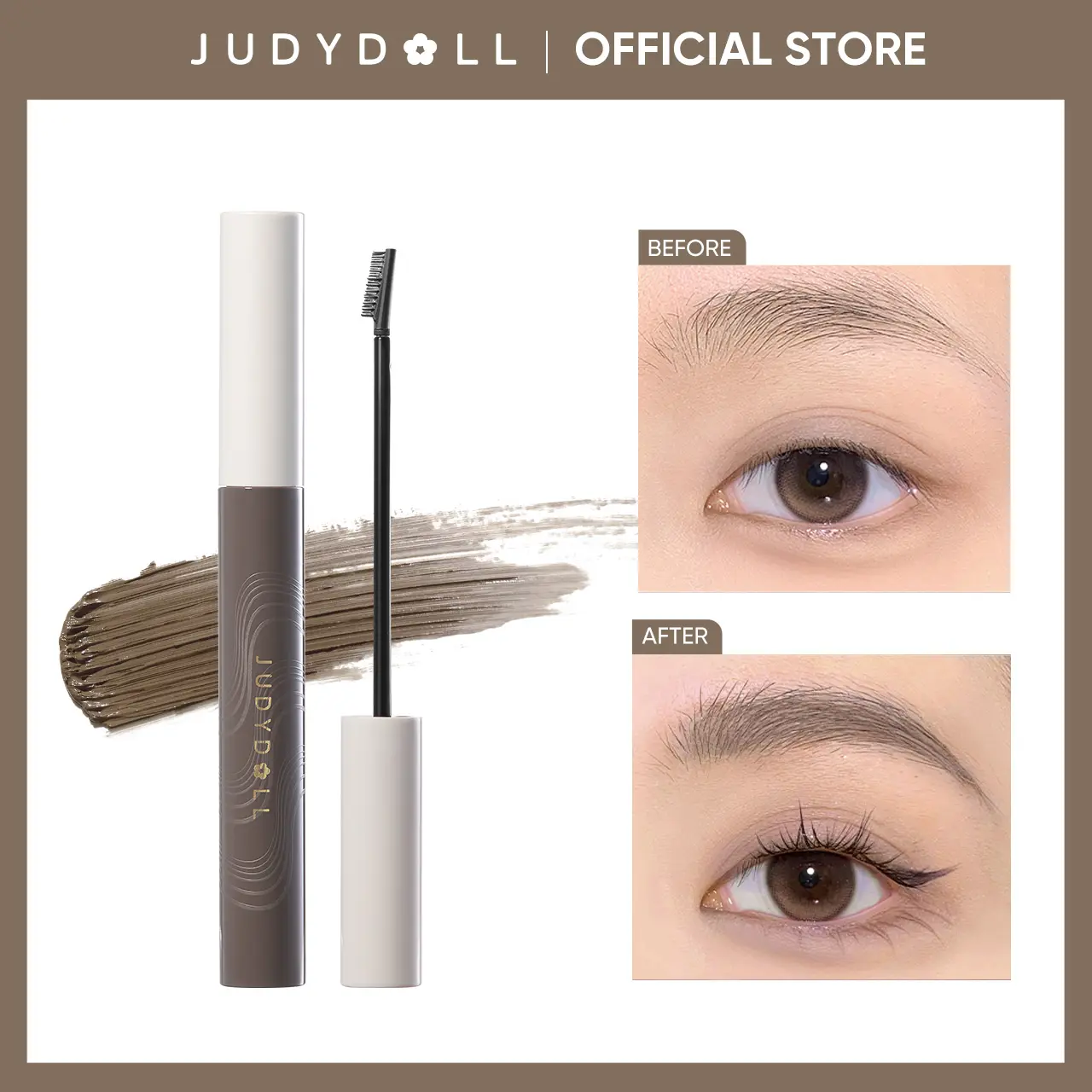 JUDYDOLL Precision Brow Mascara, Eyebrow Volumizing Mousse, Buildable Soft & Full Brows, All-day Wear, Flake Resistant, Waterproof, Long Lasting, Smudge Proof, Buildable Color, Easy Brush Applicator, Makeup, Cosmetics, Refresh Look, Summerwins