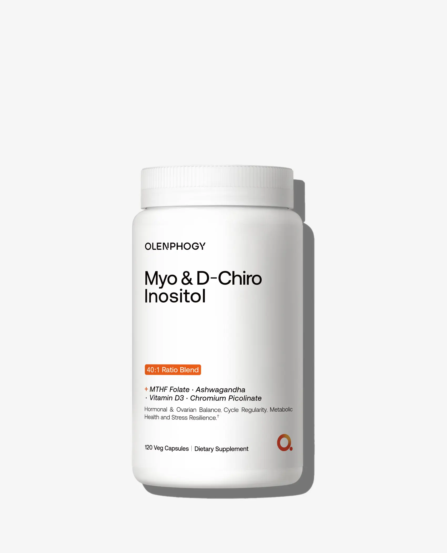 Olenphogy Myo-Inositol & D-Chiro Inositol 40:1 Complex with Ashwagandha & MTHF Folate, PCOS Relief, Fertility & Ovarian Function Support, Women Mood, Regular Cycle & PMS Acne Skin Care, Non-GMO Vegan, 120 Veg Capsules, 30 Day Supply, Made in USA
