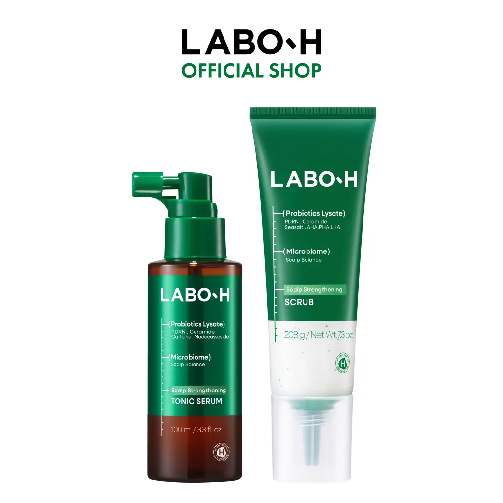 LABO-H Scalp Detox Duo | AHA BHA Scaler and Minus 5.5 Celsius Cooling Tonic | Pre and Post Scalp Refresh Set | Korean Haircare