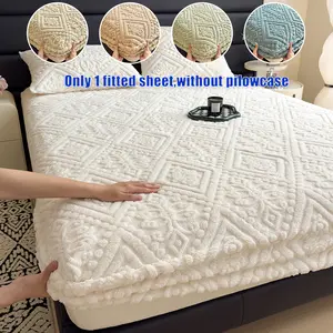 1pc Cozy Fitted Sheet - Breathable Cotton Blend Bed Cover, Elasticized Edges for Secure Fit, Hypoallergenic for Sensitive Skin