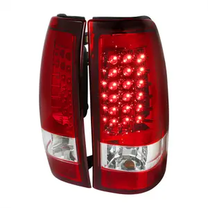 2003-2006 Chevrolet Silverado LED Tail Lights (Chrome Housing/Red Clear Lens)