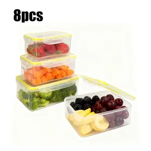 Food storage container set of 8 with lids, four-sided snap-lock seal, suitable for storing food and organizing items, extra large capacity, can be placed in the refrigerator and heated in the microwave. Kitchen Utensils