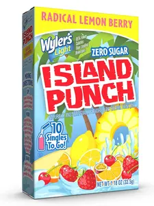 Wyler’s Light Island Punch Singles To Go Drink Mix 10 Pack, Radical Lemon Berry Flavor, Sugar Free, Caffeine Free, On the Go Water Enhancer