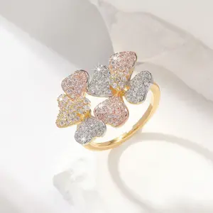 Dainty Flower Cluster Sparkle Ring, Smooth Polished Band, Elegant Feminine Statement Jewelry, Stackable Everyday Accessory, Perfect Gift for Fashion Lovers, Timeless Design for All Occasions