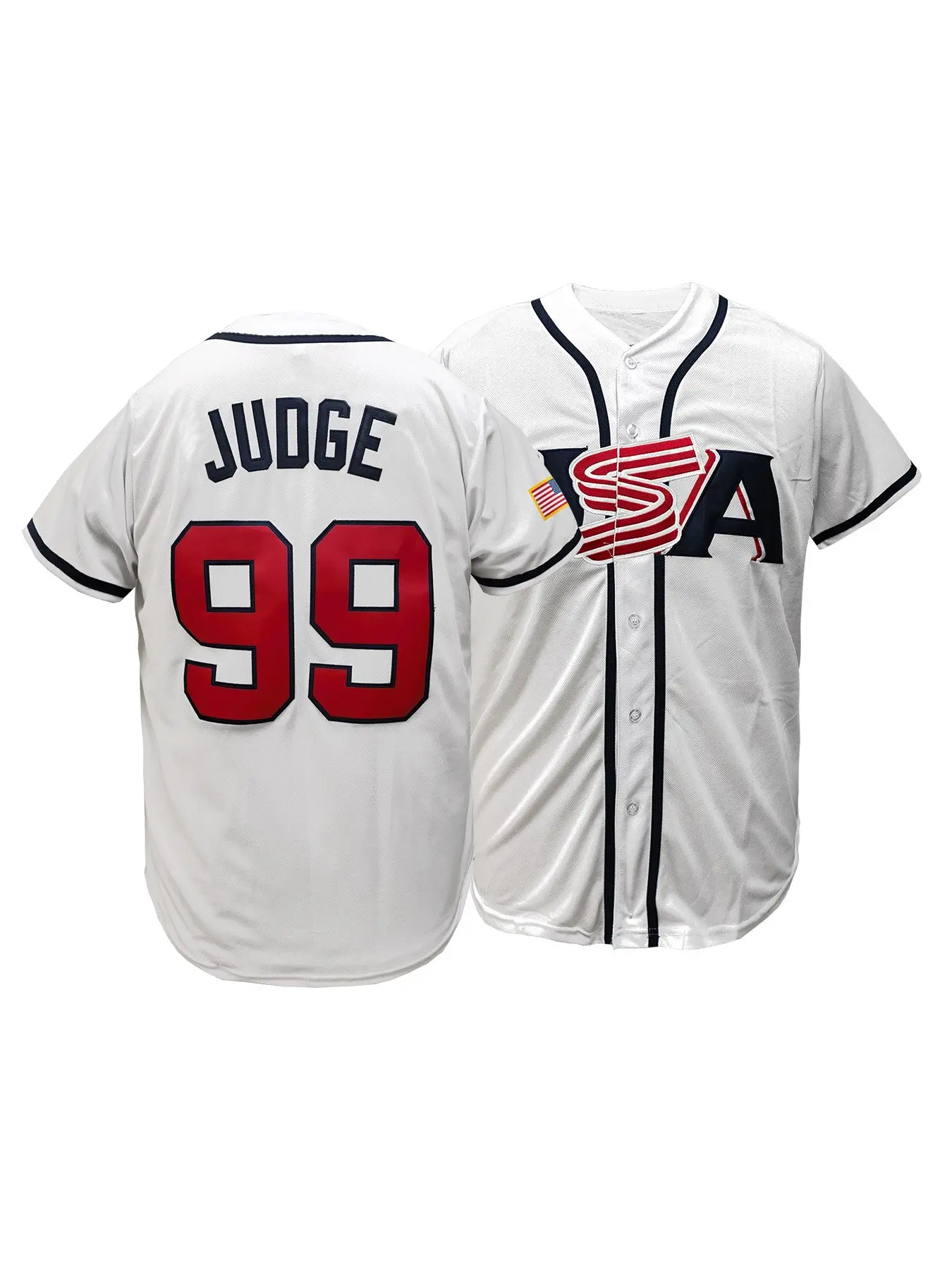 #99 USA Baseball Jersey for Men Women, Embroidered Stitched Fan Baseball Shirt with American Flag, Breathable Casual Short Sleeve Sports Clothing Sports Tops Sportswear Top for Fans Gift Theme Party Daily Wear