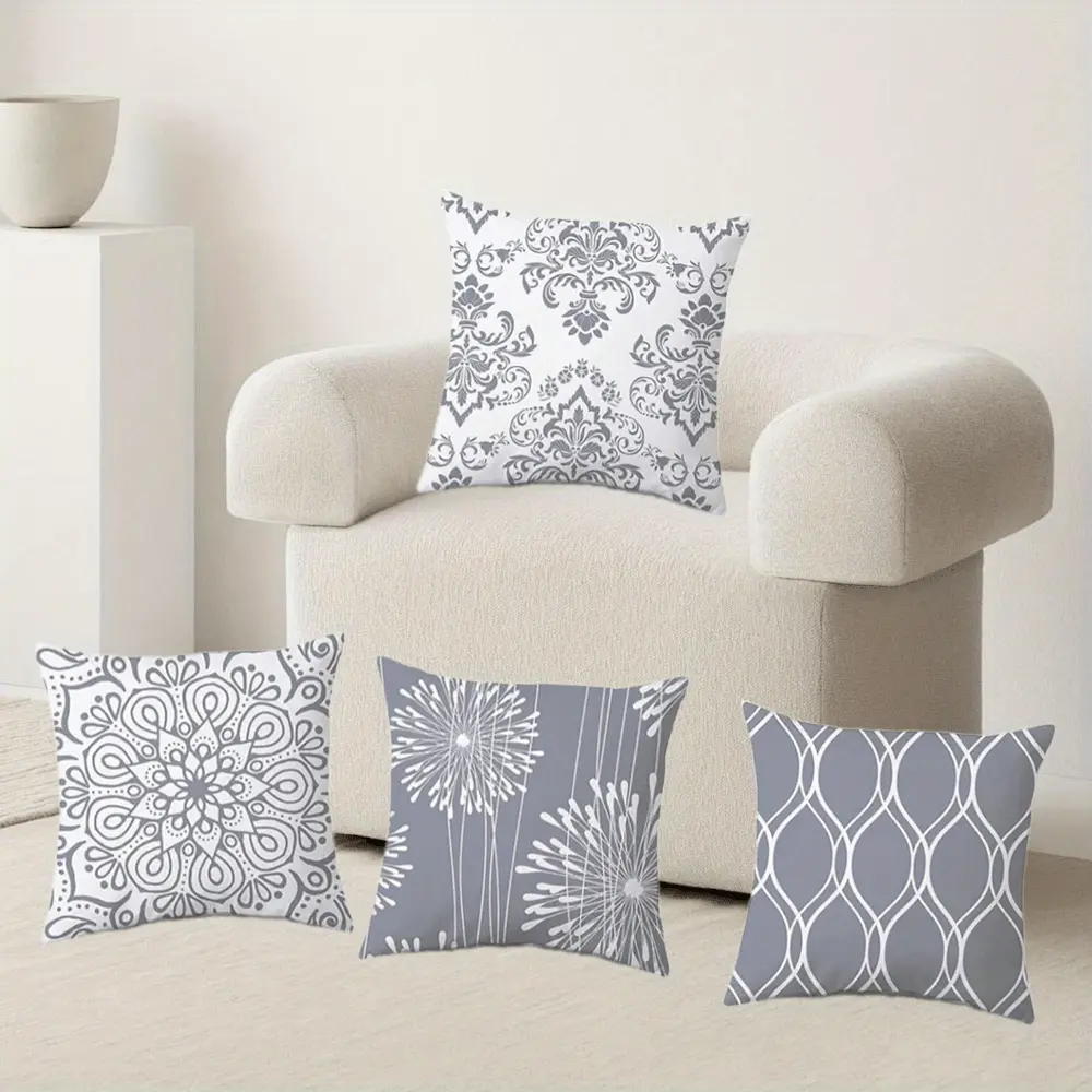 4 Pieces Pillow Cushion Covers, Decorative Modern Pillow Covers, Printed Abstract Pillows Washable Indoor Cover Bedroom Pillowcase, Only Includes Pillow Cover, Not Included Pillow Core