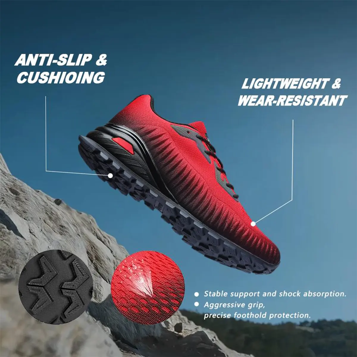 Men’s Shoes Sporty Chic Mixed-Material Sneakers - All-Day Breathable Below-the-Ankle Anti-Slip Casual Trainers with Cushioned Sole for Walking