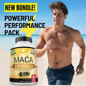joayonnfon maca root powder capsules (1900 mg with black, red and yellow Peruvian maca root gelatin extract), energy and mood supplement for men and women, maintains mental alertness and increases vitality Edible Fitness