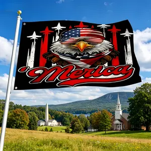 3x5 Ft ’Merica Bald Eagle Patriotic Flag, Cool USA Eagle with Flag   Sunglasses & Jet Plane Graphic, Heavy‑Duty Fade‑Resistant Polyester Flag for 4th of July, Yard Garden Indoor Outdoor Decor