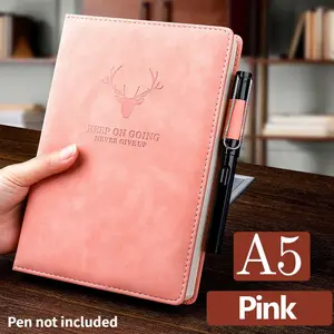 A5 Notebook Ultra-Thick Note Book, Commercial Soft Leather Meeting Record Book, School Office Stationery Supplies
