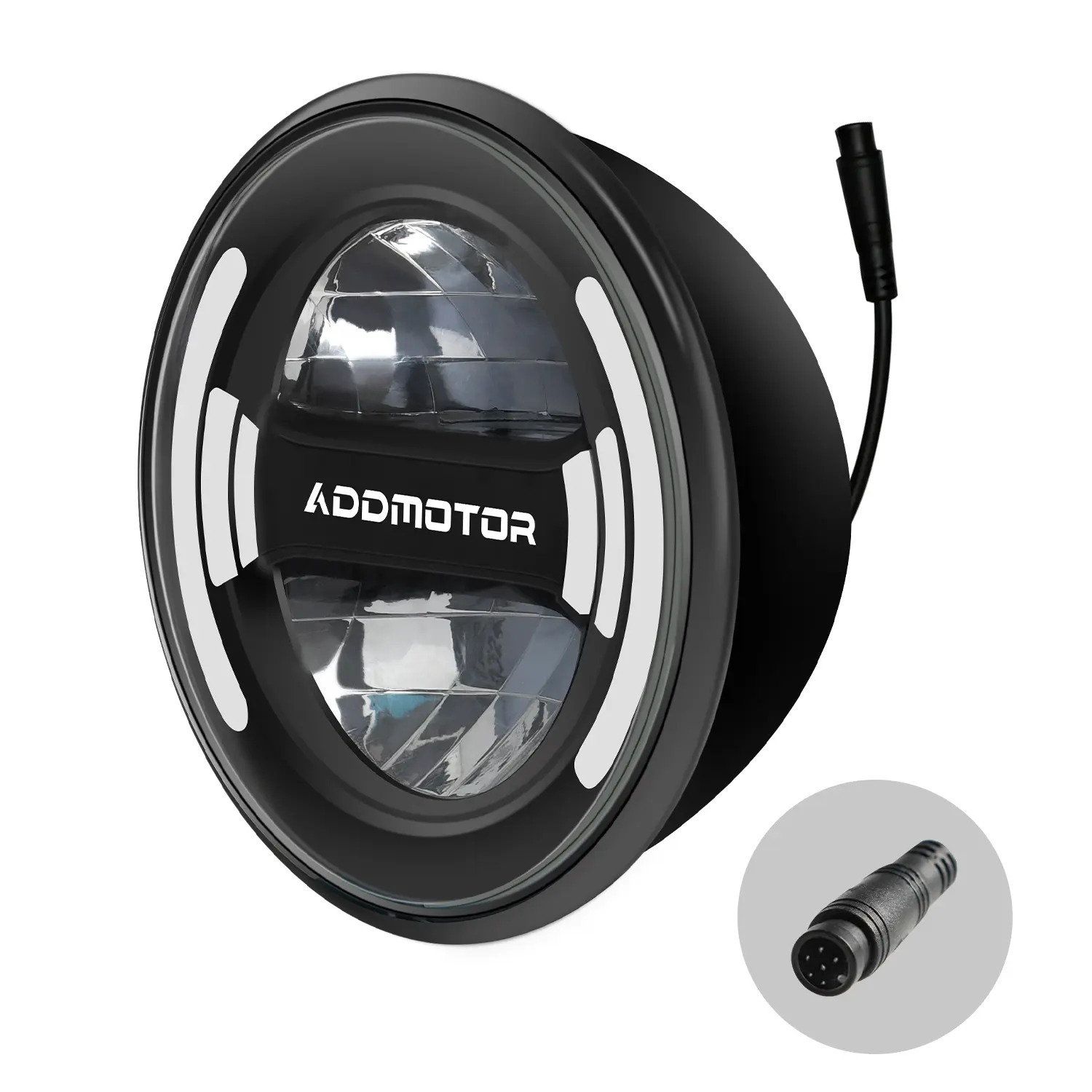 Addmotor Electric Bike Headlight（Only compatible with Addmotor EB2.0 system） 230 Lumens, 48V DC Compatible, IPX6 Waterproof 6 Pin Connector, 5 Light Modes Ebike Front Light for Night Riding
