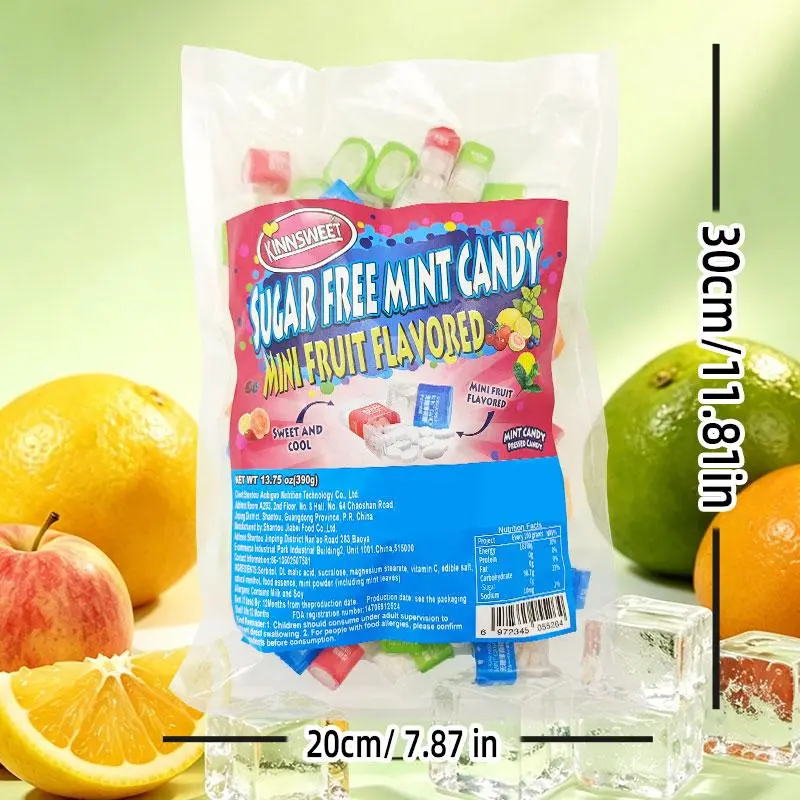 Sugar Free Mint Candy, 5 Fruit Flavors Mini Bottle Breath Mints, Individually Packed Refreshing Mint Candy for Fresh Breath, Office, Car, Travel, Purse, On-the-Go & Daily Use Candies Pack Candy Salad