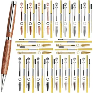 20-Pack Exquisite Long Pen Set - 7mm Woodworking Rotary Pen Set with Refills, Brass Accessories, and 5 Finishes, Suitable for DIY Lathe Turning, Gift for Teachers, Students, and Woodworkers