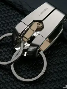 Stainless Steel Belt Clip Keychain | All-Metal Heavy Duty Key Holder | Durable Double Ring Organizer for Car Keys