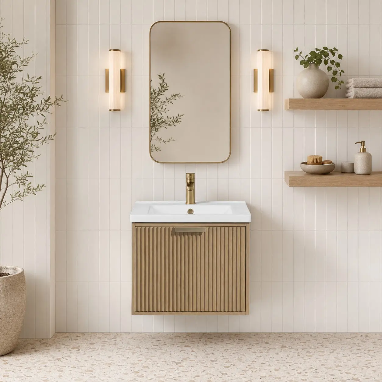 San Diego 24" Floating Bathroom Vanity Oak