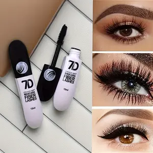 7D Fiber Mascara - Waterproof, Plump and Longer, Sweatproof, Long-lasting Curl, Anti-Fouling, Suitable for All Skin Types, Black and White Tube Design