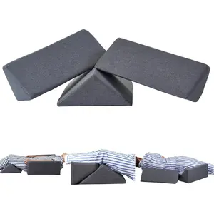 Bed Wedge Pillow for Side Sleeping for Back Pain Bed Wedges & Body positioners for Seniors Wedge Pillow Set for After Surgery, Knees Elevated, Preventing Bedsores, Gray