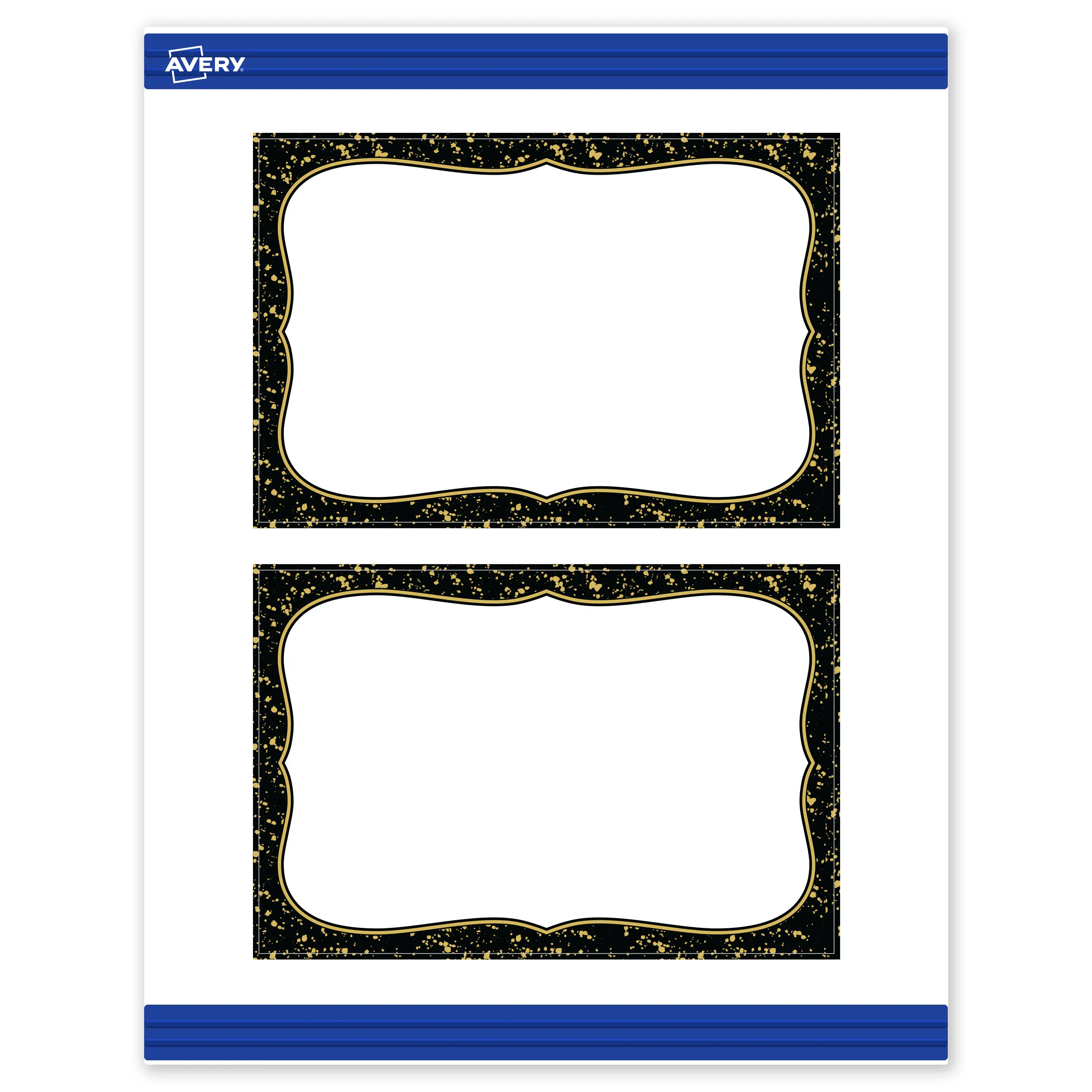 Avery Printable Rectangle Postcards, 4" x 6", Matte White, Pre-printed Black Border/Metallic Gold Specks Design, Sure Feed Technology, Laser & Inkjet Compatible, 40 Total