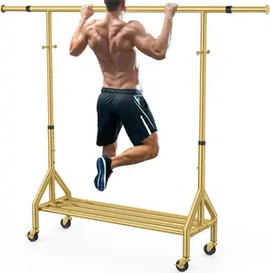 100% Stainless Steel Clothing Rack Load 760LBS Ultra-Stable Heavy Duty Clothes Rack W/ Reinforced Rubber Ring Extendable Adjustable Rolling Garment Racks W/ Sturdy Wheel for Portable Hanging Clothes - Laundry