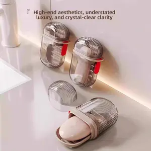 Luxury Portable Soap Box, Travel Sealed Soap Case with Lid, Double Layer Drainage Design, Premium Anti-Accumulation Soap Saver for Business Trip