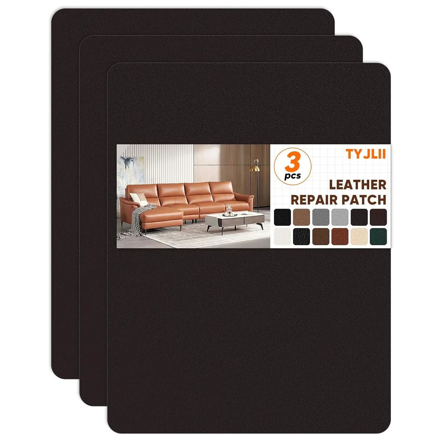 Self-Adhesive Leather Repair Patch Kit, 8.3in x 11in Vinyl Patch for Furniture, Car Seats (Dark Coffee), Patch Repair Leather